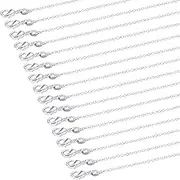 Outus 24 Pack Silver Plated Chain Necklace Link Cable Chain Charms with Lobster Clasp 1.2 mm (18 Inches)