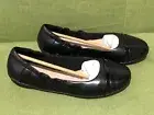 Clarks Black Leather Gracelin Jenny Slip On Cap Toe Comfort Ballet Flats US 6 w