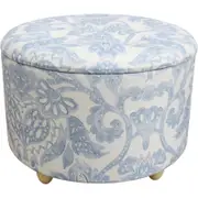LVD 61cm Wood/Linen Storage Ottoman Round Stool Furniture Valencia