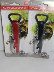 Corkscrew Doubled Hinged Waiters, Key Bottle Opener with Foil Cutter 2 pcs