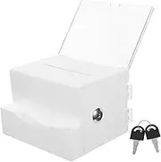 GAROZATION Ballot Box Cards Raffle Ticket Container Raffle Boxes for Tickets Donation Boxes for Fundraising Locking Mailbox Raffle Ticket Dispenser Donation Boxes for Charity Acrylic White