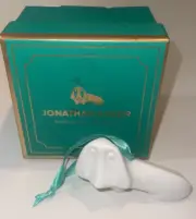 Jonathan Adler Hound Porcelain Ornament New In Box White/Green