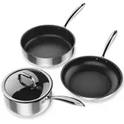 Stainless Steel Pots and Pans Set, Induction Cookware 4-Piece with Lid, Cookw...