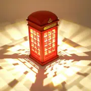 Retro London Telephone Booth Lamp Night Light Key Sensor USB Charger Bedside LED Table Lighting