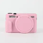 TYUANDOUER Case for Canon Powershot G7X Mark II Digital Camera, Soft Silicone G7X Mark II Camera Case Accessories, Protective Case Cover for G7XII G7X2 with Detachable Lens Cover - Pink