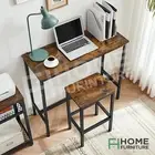 3pc Industrial Pub Table Bar Stool Wooden Chair Set Home Kitchen Vintage Brown