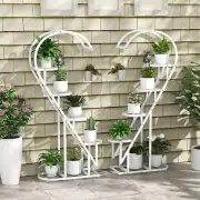 Costway5 Tier Metal Plant Stand with Hanging Hook-White