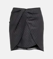 [Off-White] Off-White Pinstripe asymmetric wool blend miniskirt AU 16 grey
