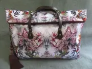 Women's Overnight Bag, Travel, Weekender - Floral Nature Print with large tassel