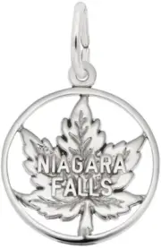Sterling Silver Niagara Falls Cutout Maple Leaf Charm by Rembrandt