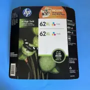 NEW SEALED Genuine HP 62XL Tri Color Combo Pack Ink Cartridges Exp 03/18