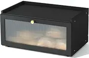 [ETMI] Black Bread Box for Kitchen Countertop-Large Modern bamboo Bread box with Window Bread Storage Container