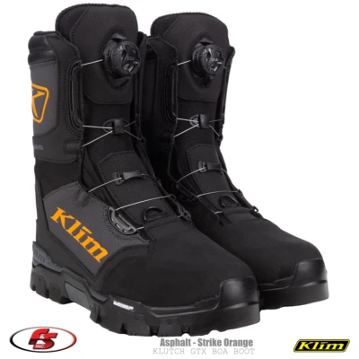NEW KLIM KLUTCH GTX BOA SNOWMOBILE Gore-tex BOOT Asphalt-Strike Orange