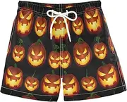 [RPLIFE] Boys Short Swim Trunks, Anti Chafe Swim Trunks for Boys 2 T, Halloween Pumpkin Black