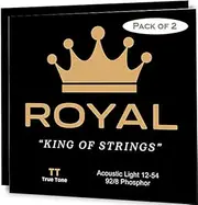 [Royal Guitar Strings] Light Acoustic Guitar Strings - 92/8 Phosphor Bronze, 6 String Set, 12-54 Gauge, Swiss Designed and American Made for Smooth Playability (2 Pack)