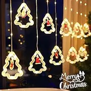 HOVNIER Christmas String Lights,10 Ring Lights, 9.84 Feet Christmas Decoration Light with 8 Function of Flash, Slow Fade, 3xAA Battery Powered LED Curtain Light for Home Garden Xmas Tree (Xmas Tree)