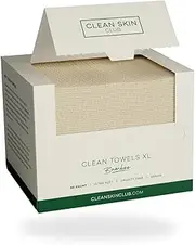 Clean Skin Club Bamboo Viscose Clean Towels XL™, 100% USDA Biobased Face Towel, Disposable Face Towelette, Makeup Remover Dry Wipes, Ultra Soft, 50 Ct, 1 Pack