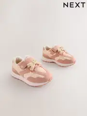 Pink Floral Elastic Lace Touch Fastening Trainers (AY2559) | $53 - $57