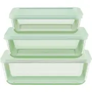Pyrex Simply Store Tinted Green Rectangle Storage Set with Plastic Lids