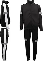 [Zmart Australia] Mens 2PCS Lightweight Track Suit Reflective Tape Windproof Jacket Pants Trousers