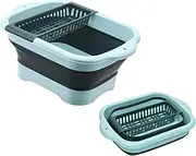 Collapsible Dish Basin, Portable Dishpan for Washing Dishes with Drain Plug, Space Saving Multiuse Foldable Sink Tub with Draining Rack, Portable Storage Tray for Vegetable Washing, Camping, RV