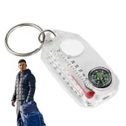 2 In 1 Outdoor Survival Compass Magnifying Thermometer & Keychain