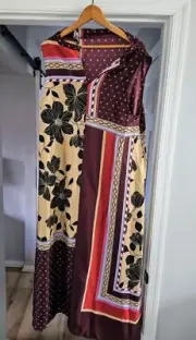 NWT Ann Taylor Mixed Print Mock Neck Belted Flare Size Medium Dress