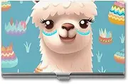 [VFMKT] Slim Metal Business Card Holder Portable Business Card Case Pocket Name Card Holder Alpaca Patterm Wallet for Men Women Office Travel, style, One Size