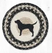 Black Lab Labrador Dog 10" Round Placemat Trivet Earth Rugs, Braided Jute