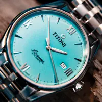 在飛比找momo購物網優惠-【TITONI 梅花錶】新空中霸王系列-TIFFANY藍色錶
