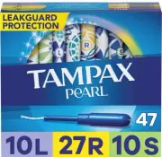 Tampax Pearl Tampons Multipack, Light/Regular/Super Absorbency 47 Count