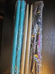 Hot Sticks Solid Hickory 5B USA 3 Pairs DrumSticks SILVER/AQUA/BLACK