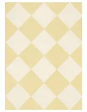[Miss Amara] Ellis Checkered Washable Rug in Yellow Cream