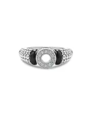 Lagos Sterling Silver Black Caviar Ceramic & Diamond Circle Bead Ring