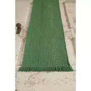 New Country Cottage Grass KELLY GREEN TABLE RUNNER Textured Woven 74" Long