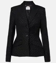 [Erdem] Erdem Polka-dot cotton and wool blazer AU 14 black