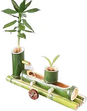 Bamboo Fountain, Outdoor Freestanding Fountains with Solar Water Pump, Handmade Bamboo Water Feature, for Patio Decoration Landscaping,65cm(25.5in)