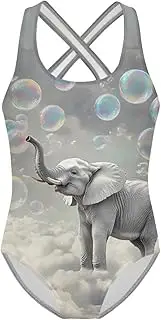 [WELLFLYHOM] Girls' One Piece Swimsuit for Age 5-14 Cross Back Full Coverage Swimwear Sleeveless Bathing Suits