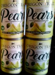 LOT of 4 Oregon Trail Choice Bartlett Pears, Extra Light Syrup, 15oz (BEST 12/27