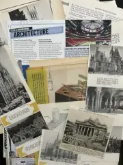 Architecture Themed vintage / new book pages cut outs for junk journal collage