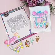 Alinacutle 1set Candy Cart Ice Cream Van Shop Metal Cutting Die Cut Embossing Dies for Scrapbooking Gift Paper Craft Handmade Card Making DIY Greeting Cards Decor Album