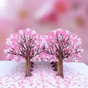 Handmade Pink Cherry Blossom Park 3D Pop Up Card