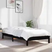 NNEVL Bed Frame Black 92x187 cm Solid Wood Pine Single Bed Size