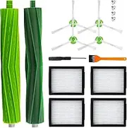 Replacement Parts for iRobot* Roomba i7 i7+ i2 i3 i3+ i4 i4+ i6 i6+ i8 i8+/Plus,j6+ j7 E5 E6 E7 I,E & J Series Vacuum Cleaner,1 Set Multi-Surface Rubber Brushes,4 HEPA Filters,4 Side Brushes