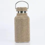 Lertenys 350ml Diamond Water Bottle, Sparkling Rhinestone Insulated Bottle,Thermoses Cups for Hot Drinks Leakproof Golden 350ml