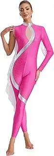 [Loodgao] Women Gymnastics Bodysuit Ruffles Jumpsuit Figure Ice Skating Jumpsuit Workout Rompers
