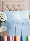 Queen 4-Piece Bed Sheet Set – Soft Cooling Deep Pocket Hotel Bedding –Light Blue