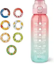 Lwtsrp Drinking Bottle with Flavour, 1000 ml Water Bottle Starter Set 0 Sugar with 7 Pods Set, Drinking Bottle for a Refreshing Drinking Experience Bottle for Running and in the Gym (Pink)