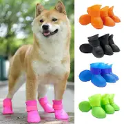 4pcs Pet Waterproof Rainshoe Anti-slip Rubber Boot For Small Medium Large Dogs Cats Outdoor Shoe Dog Ankle Boots Pet Accessories blue XL