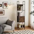 5 Tier Bookshelf with Drawer Tall Bookcase with Shelves Narrow Standing Display